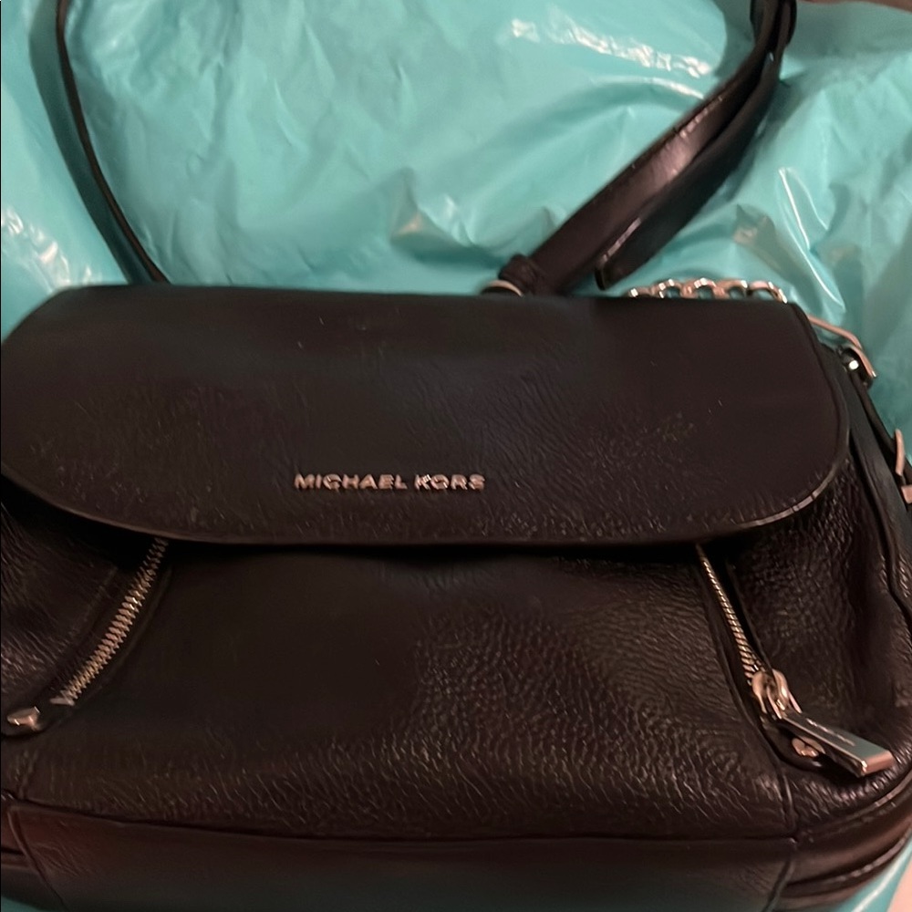 Michael Kors Black Shoulder Bag with Pebbled Leather